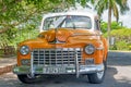 Beautifully restored old classic Dodge car in Havana Royalty Free Stock Photo